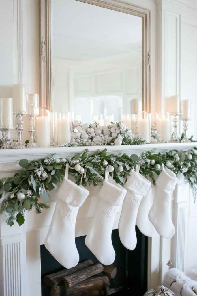 Classic White Christmas Fireplace Mantel