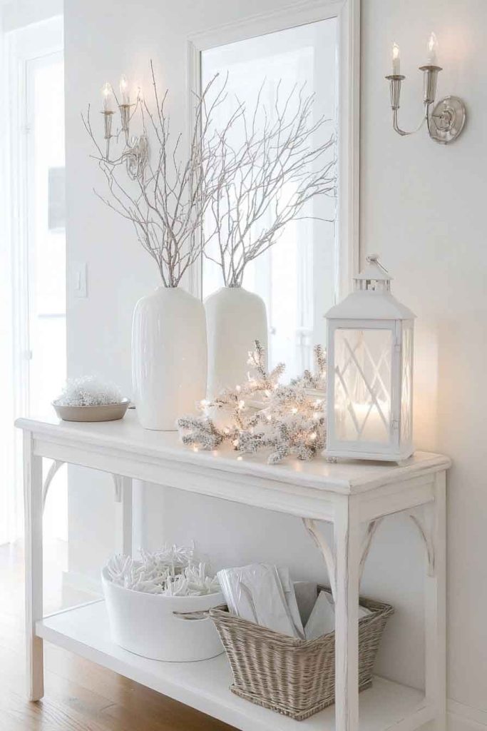 Minimalist White Christmas Entryway Console
