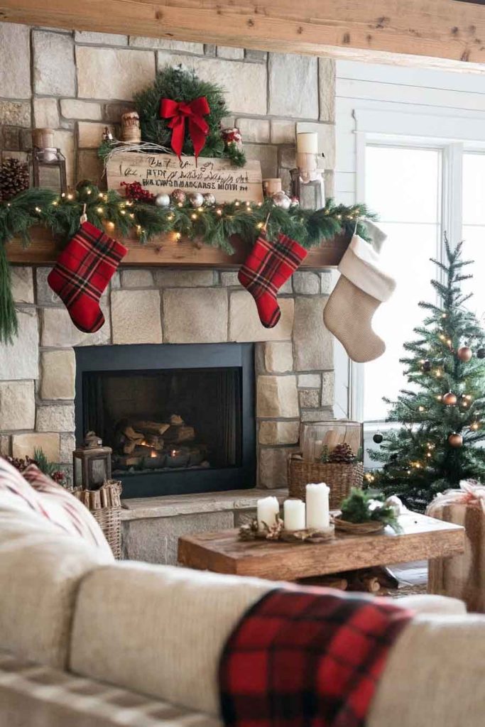 Rustic Farmhouse Christmas with Burlap and Tartan