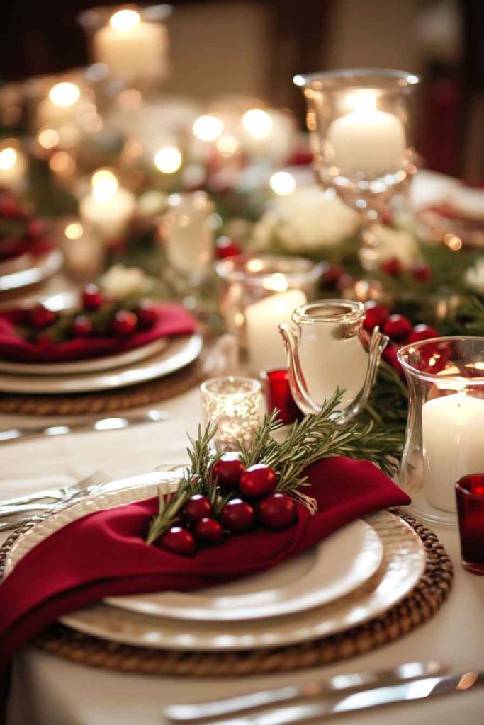 Elegant Cranberry and Cream Table