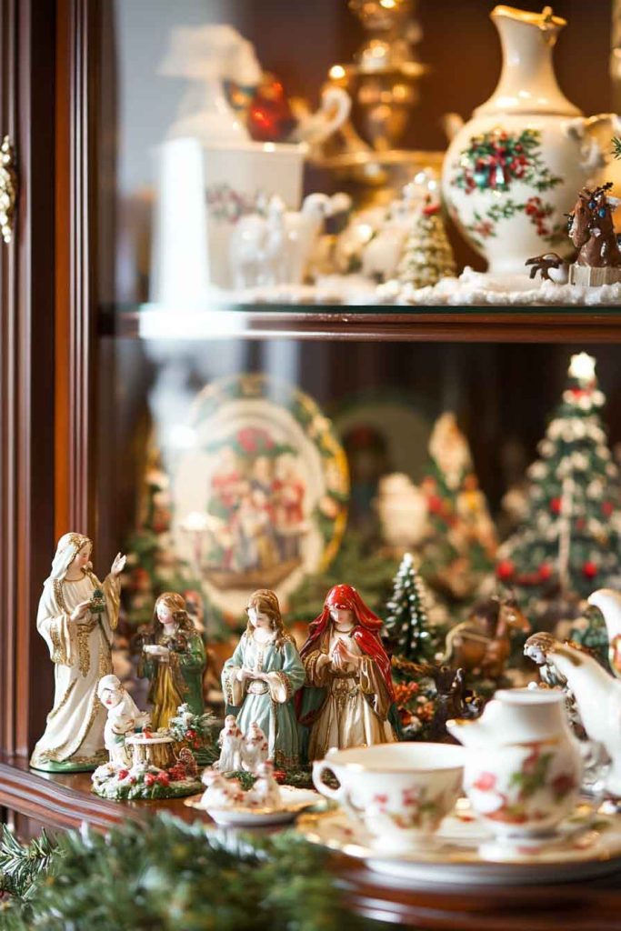 Antique Christmas China and Porcelain Display