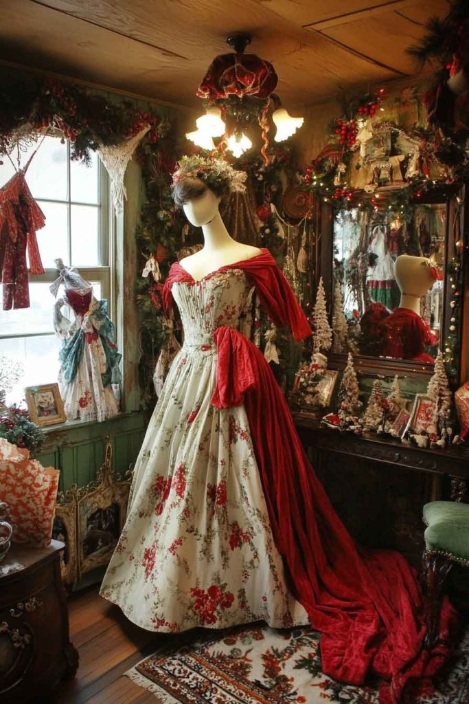 Vintage Christmas with Dressed Mannequins and Garments