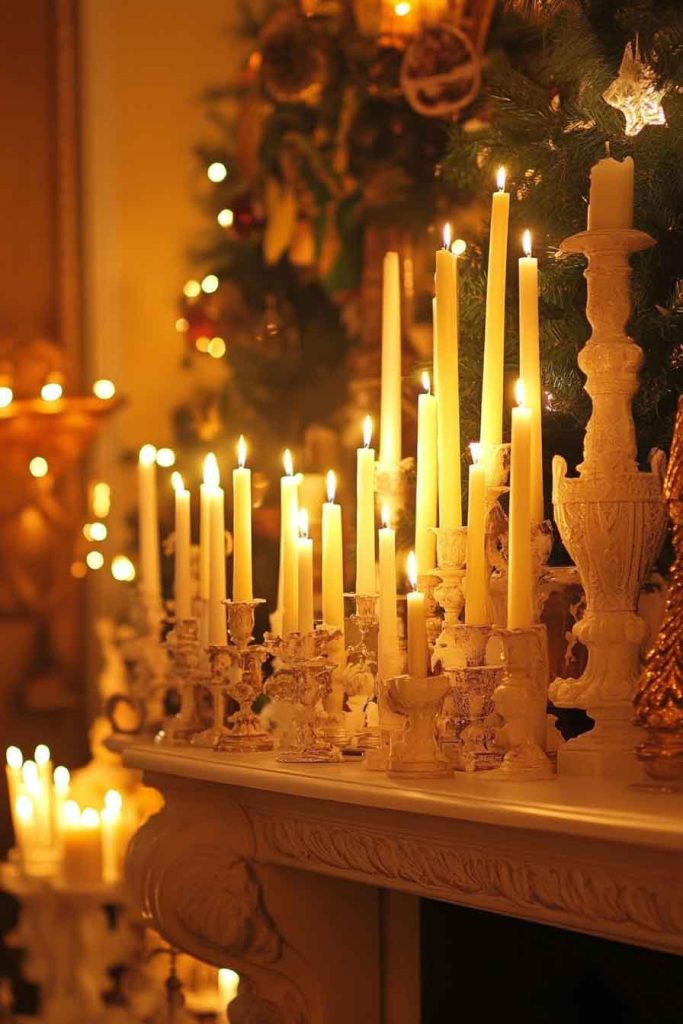 Vintage Christmas with Real Candles Everywhere