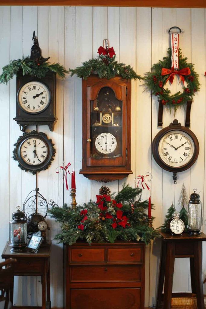 Vintage Christmas with Antique Clocks and Timepieces