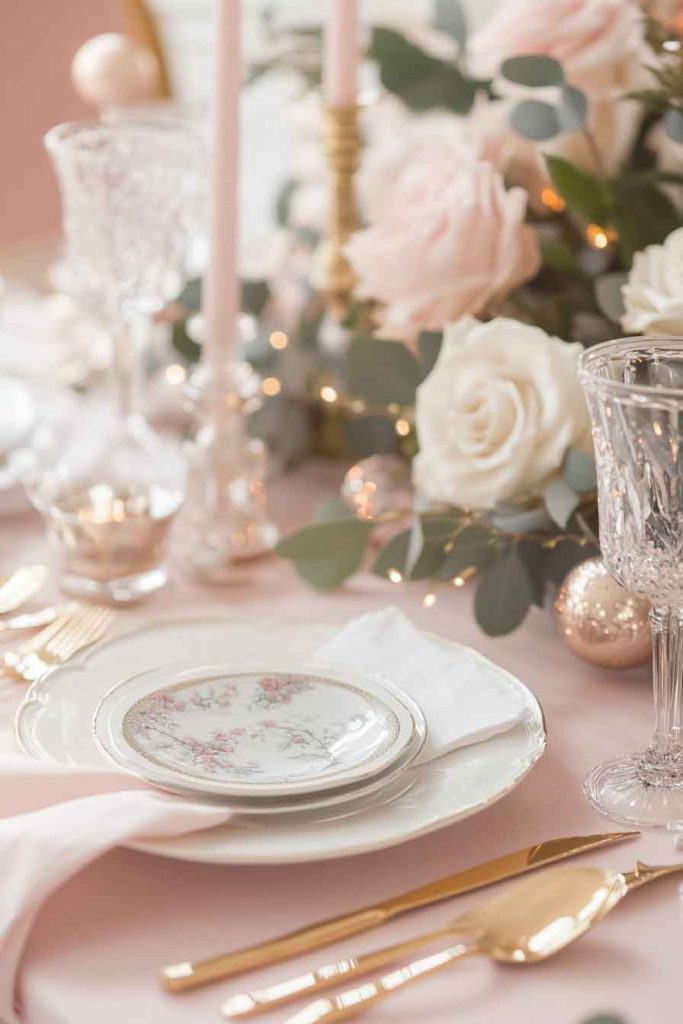 Romantic Blush Pink Christmas Table