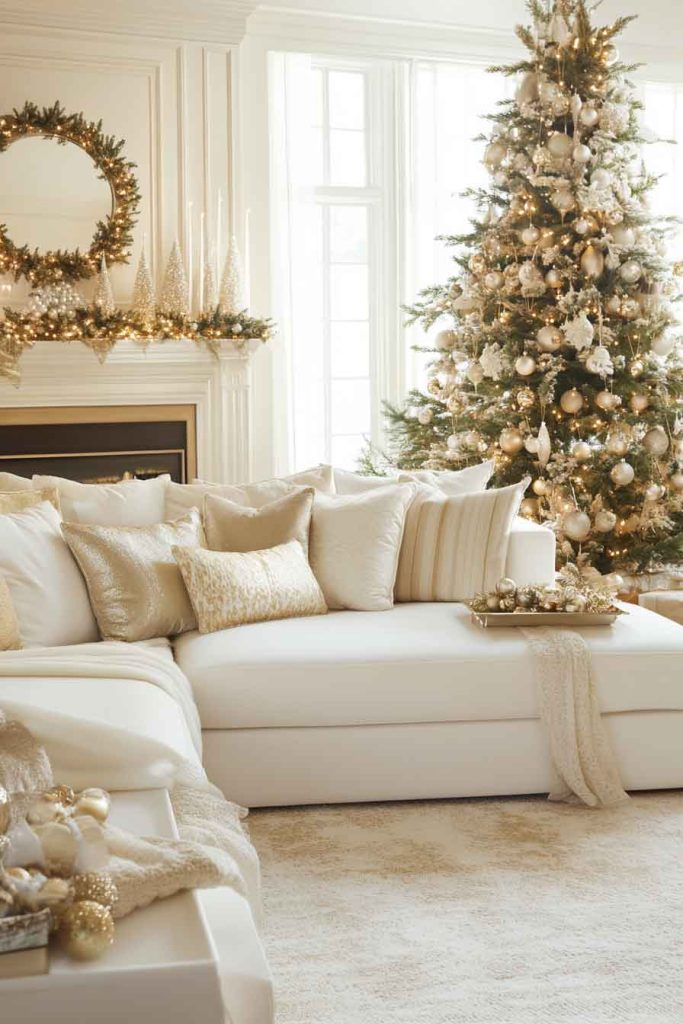 Transitional Holiday Elegance with Gold and Cream