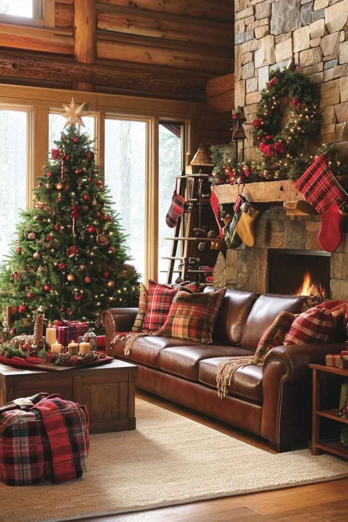 Rustic Lodge Christmas with Leather and Stone