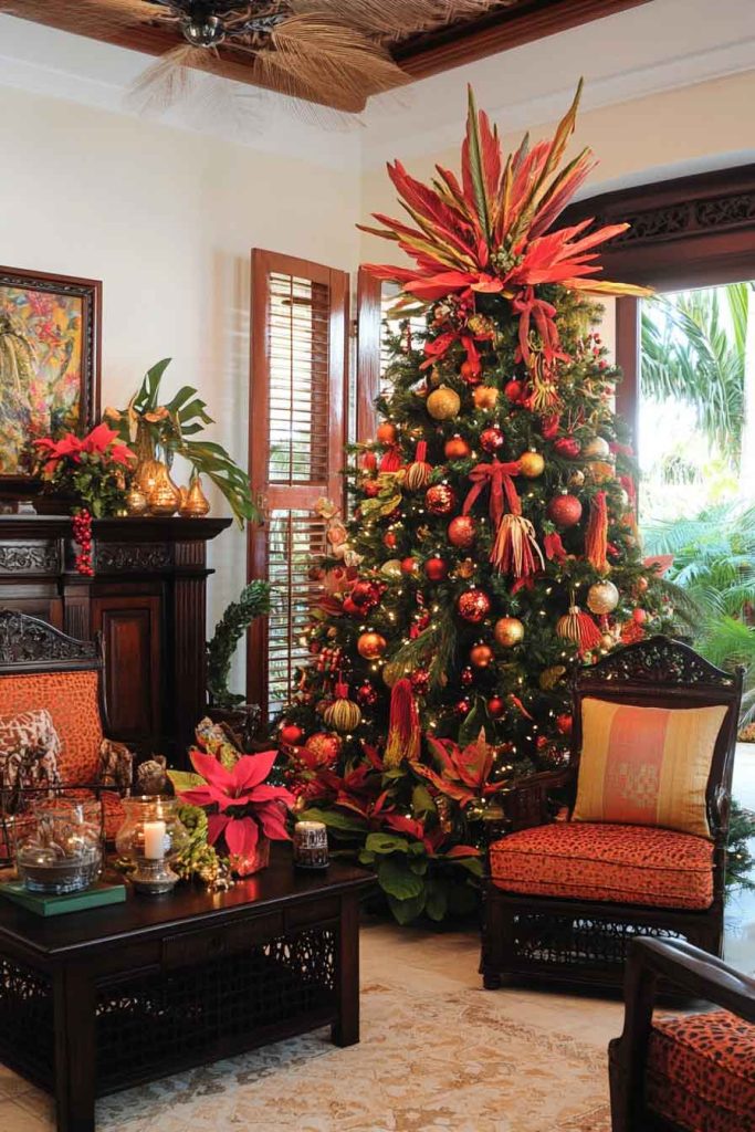 Tropical Christmas with Warm Colors and Natural Elements