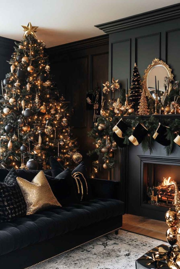 Black and Gold Glamour Christmas with Velvet Accents