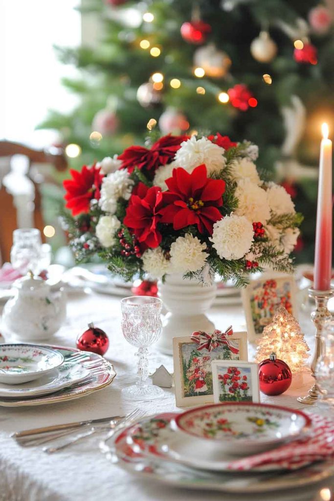 Vintage Christmas Postcard Table