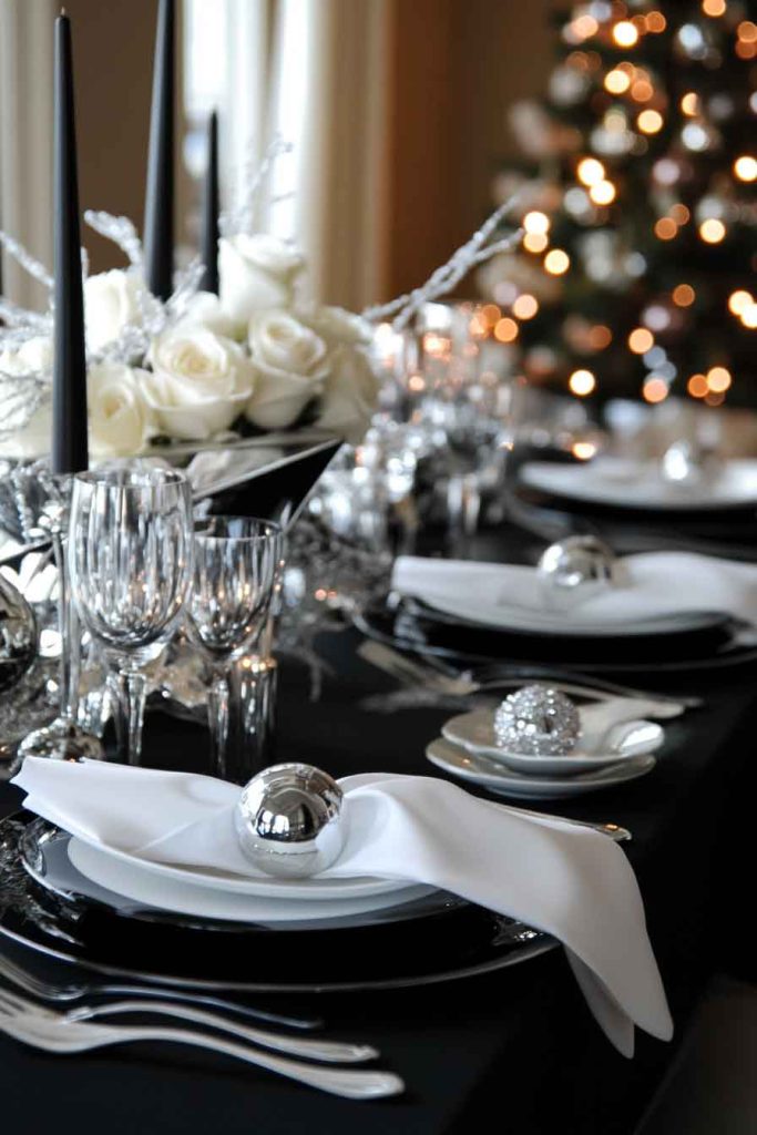 Black and White Modern Christmas Table