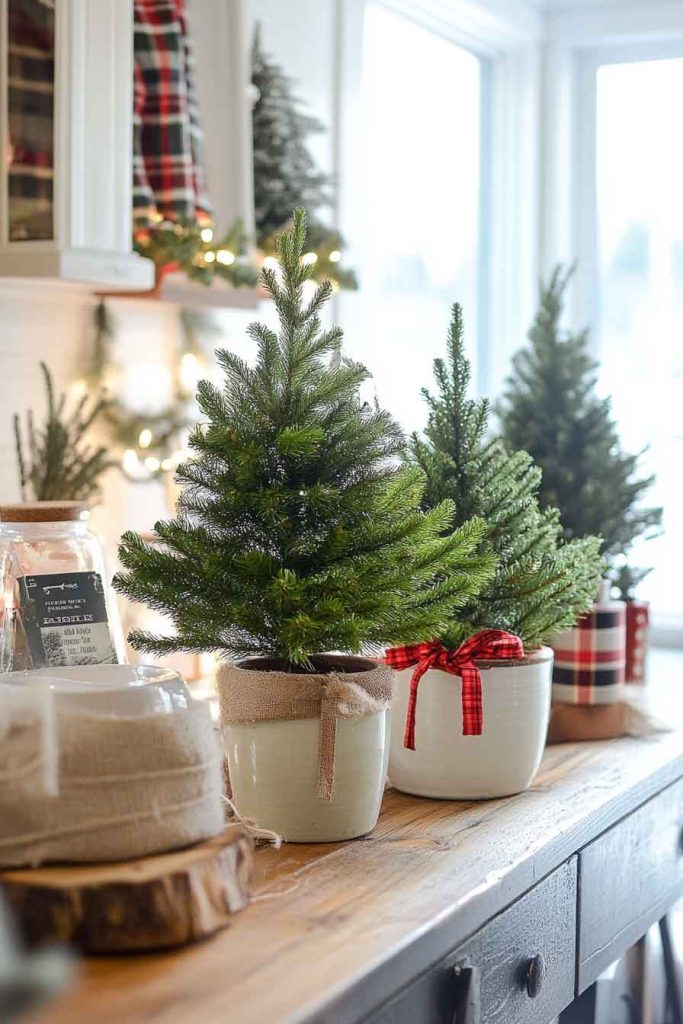 Farmhouse Christmas with Pine Trees