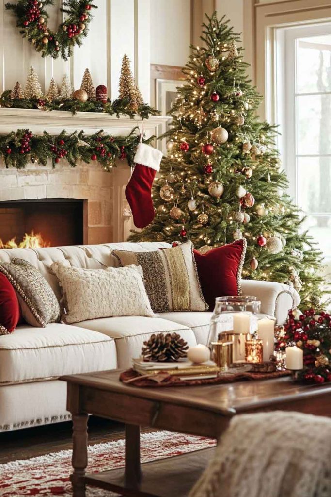 Cozy Living Room with Cream and Gold Accents