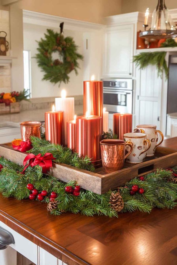 Kitchen Island with Festive Display