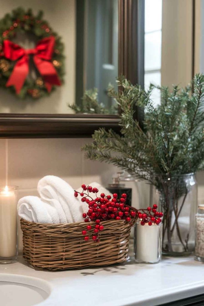 Bathroom with Spa-Like Christmas Touches
