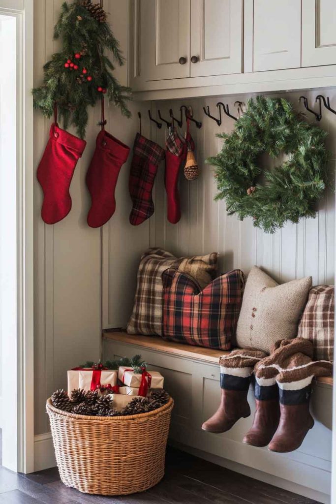 Mudroom with Practical Holiday Charm