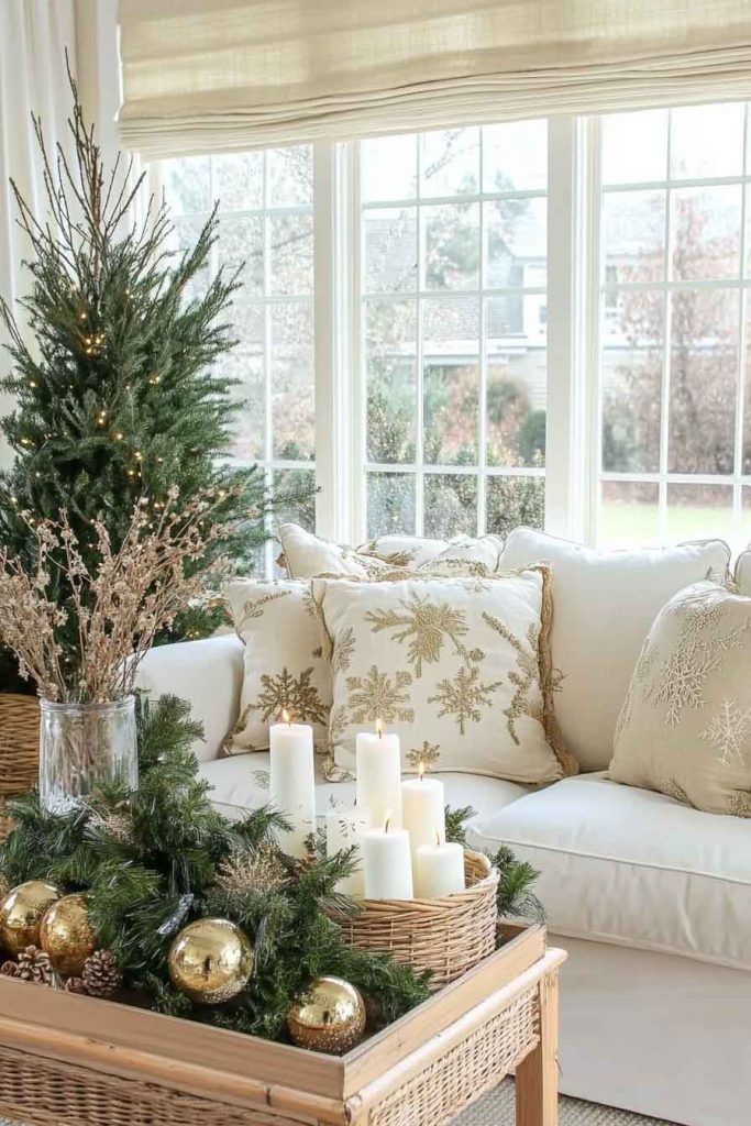 Sunroom with Natural Christmas Elegance