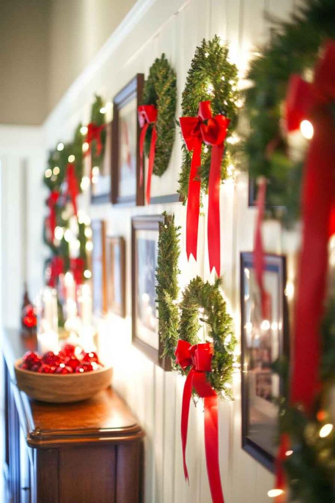 Hallway Gallery Wall with Festive Flair