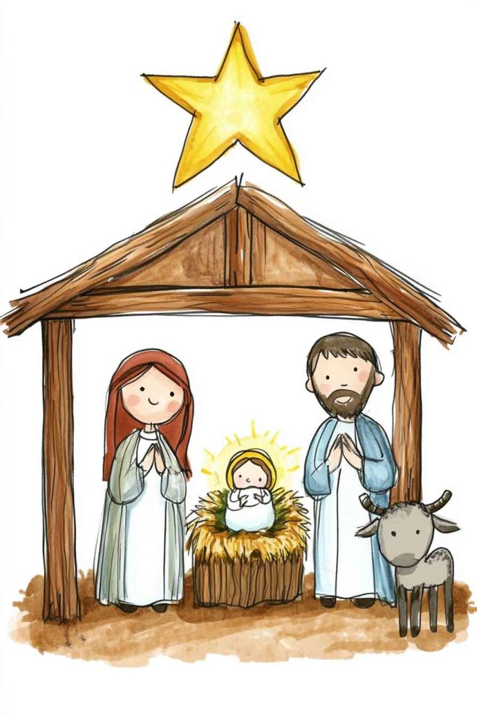 Nativity Scene Drawing