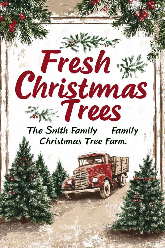 Farmhouse "Fresh Christmas Trees" Sign