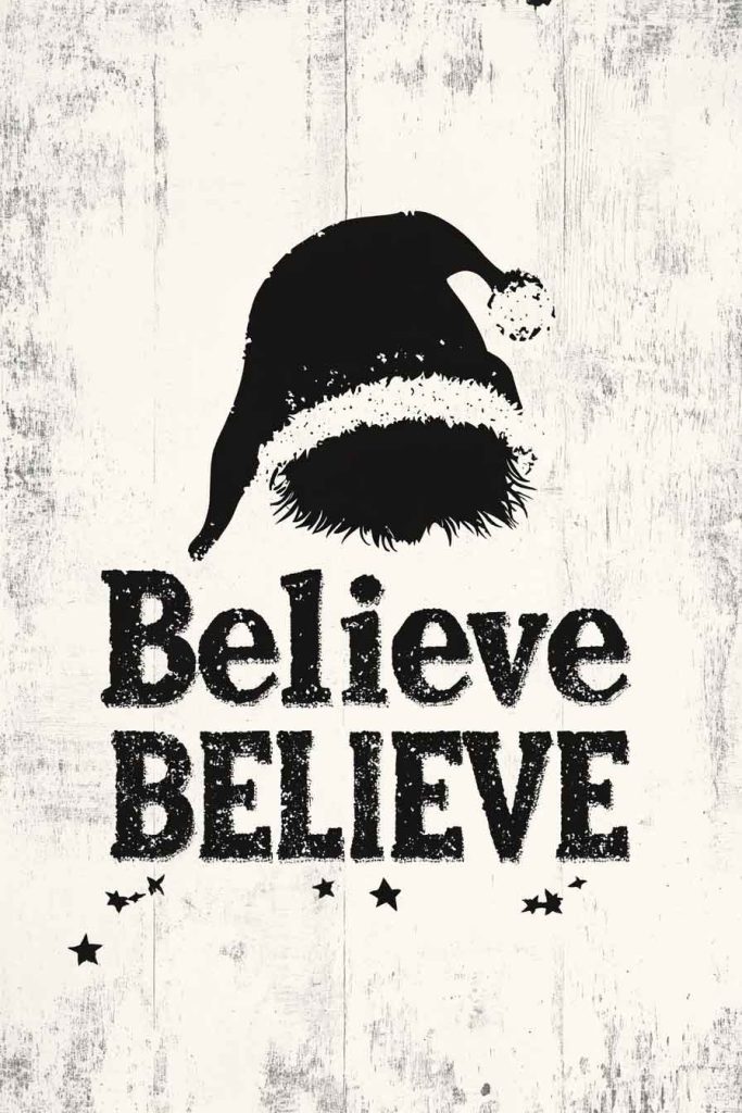 "Believe" with Santa Silhouette