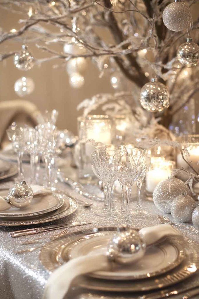 Crystal and Silver Christmas Table