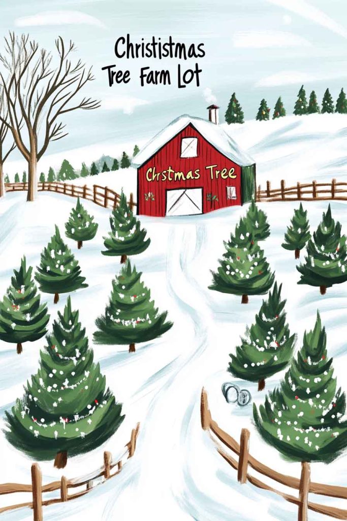Christmas Tree Farm Scene