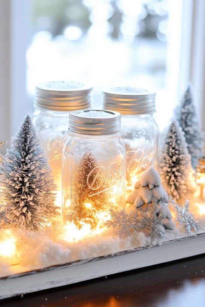 Winter Wonderland Mason Jar Centerpiece