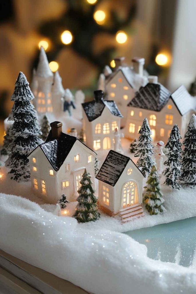Vintage Christmas Village Scene