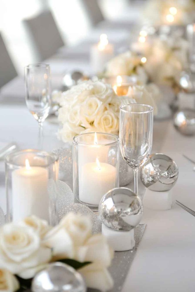 Modern Minimalist White and Silver Display