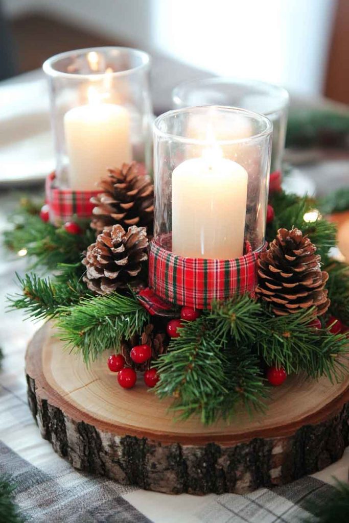 Cozy Plaid and Pine Bundle Centerpiece