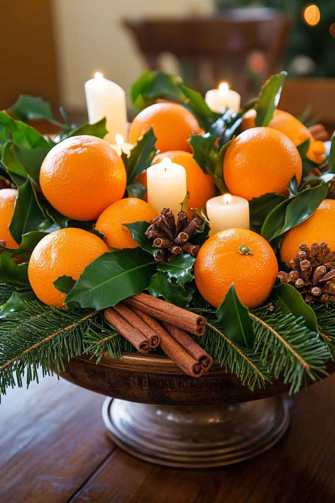 Festive Citrus and Clove Pomander Display