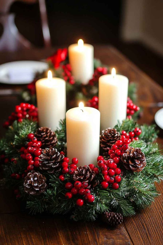 Traditional Red Berry Wreath Centerpiece