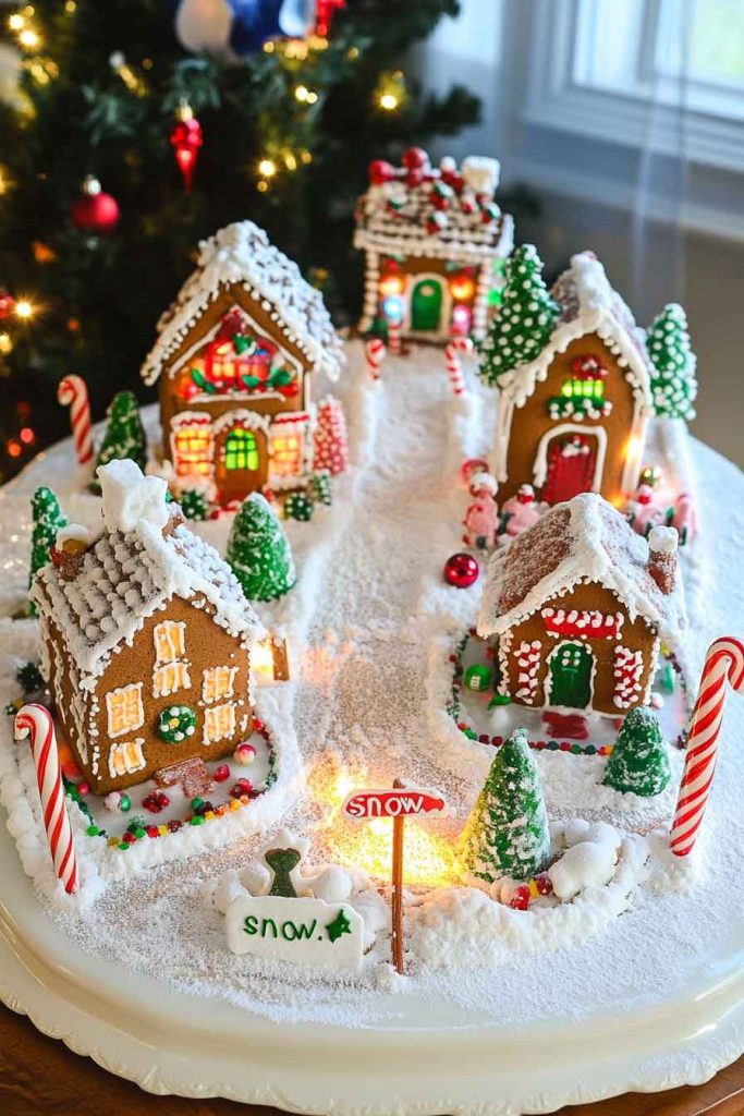 Whimsical Gingerbread House Village