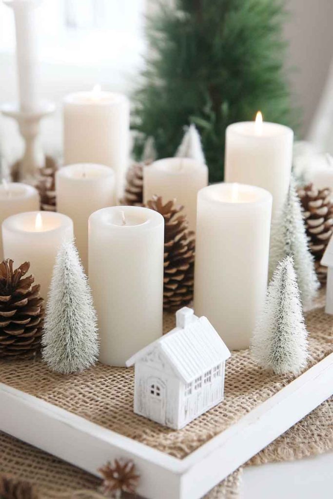  Farmhouse White and Burlap Display