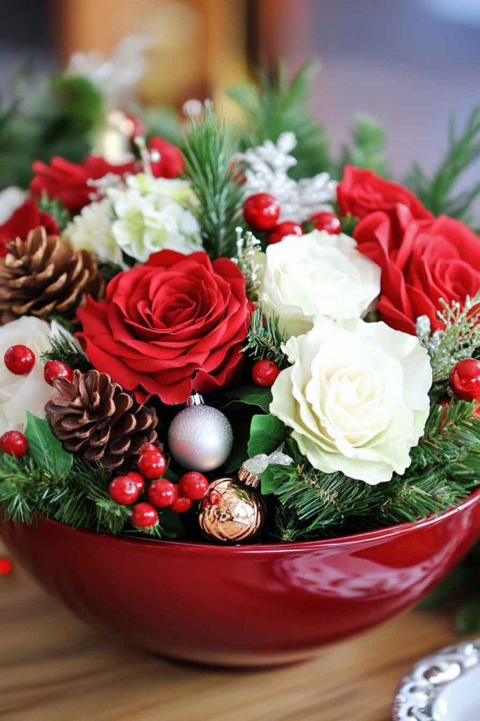 Traditional Christmas Floral Arrangement