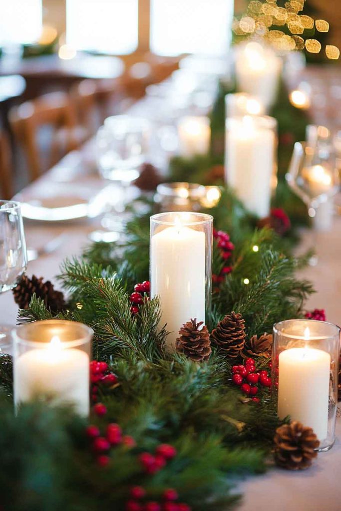 Fresh Greenery and Candle Runner