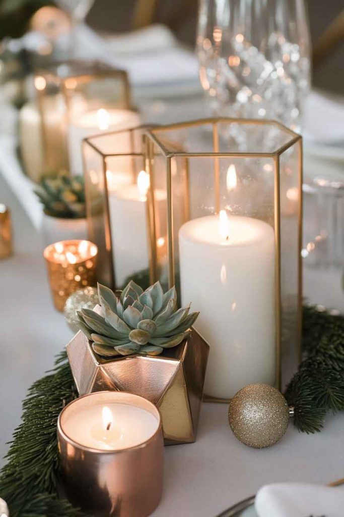 Modern Geometric Metallic Display