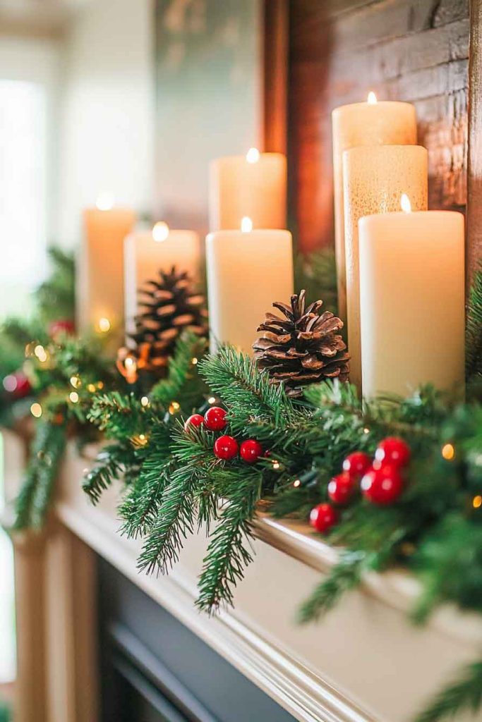 Natural Greenery on the Mantel