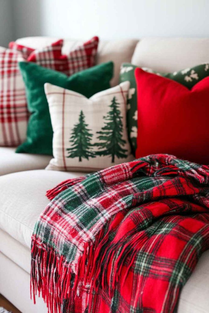 Red and Green Plaid Throw Blankets