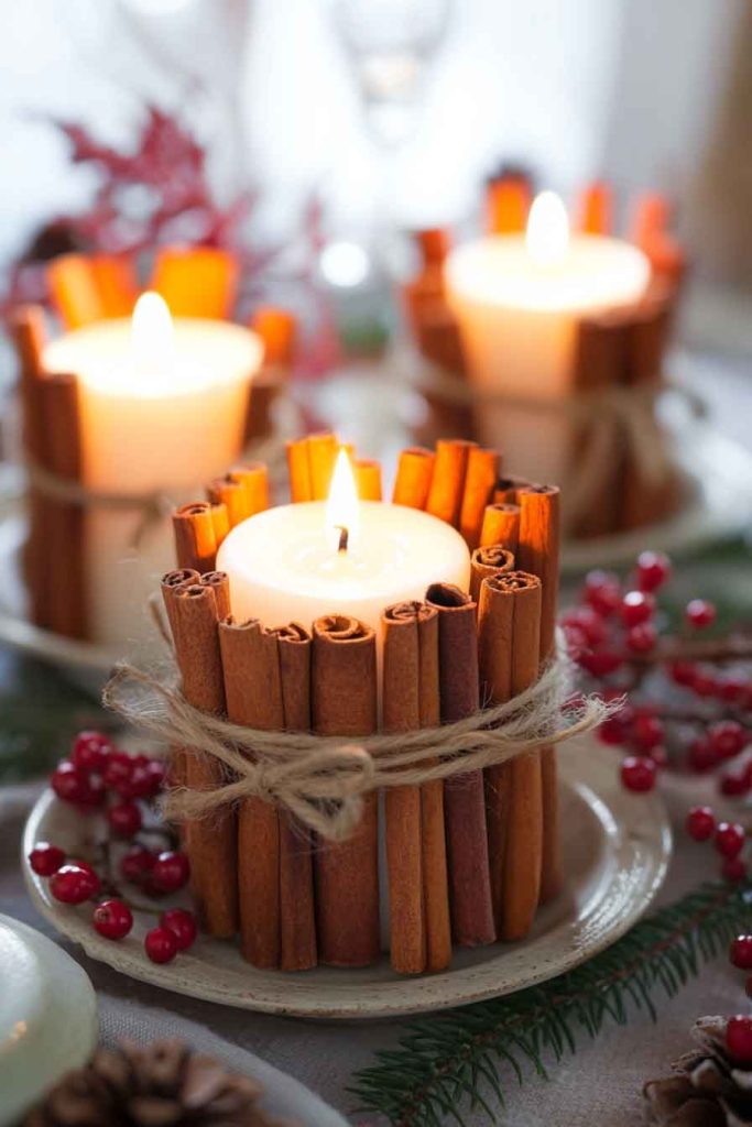 Candles with Cinnamon Sticks