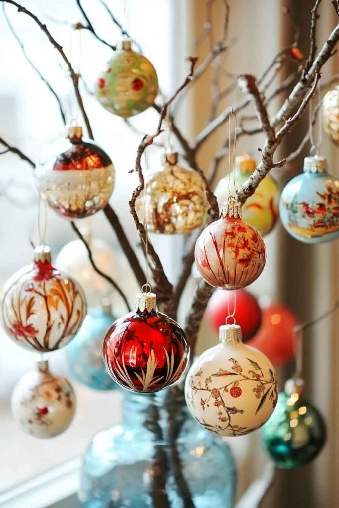 Vintage Christmas Ornament Display