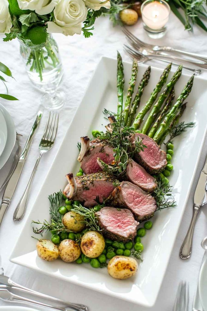 Modern Herb-Crusted Lamb Dinner