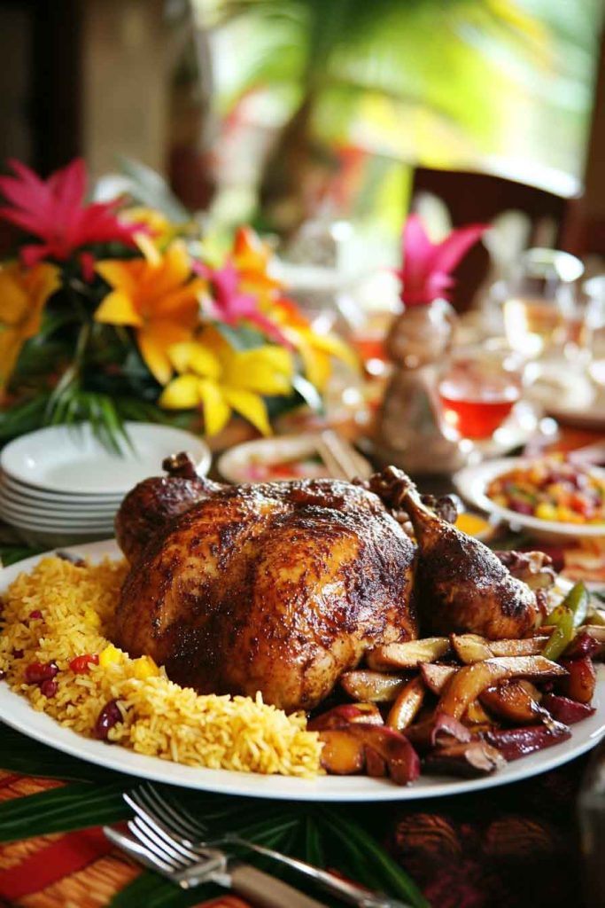 Caribbean Christmas Dinner with Jerk Turkey