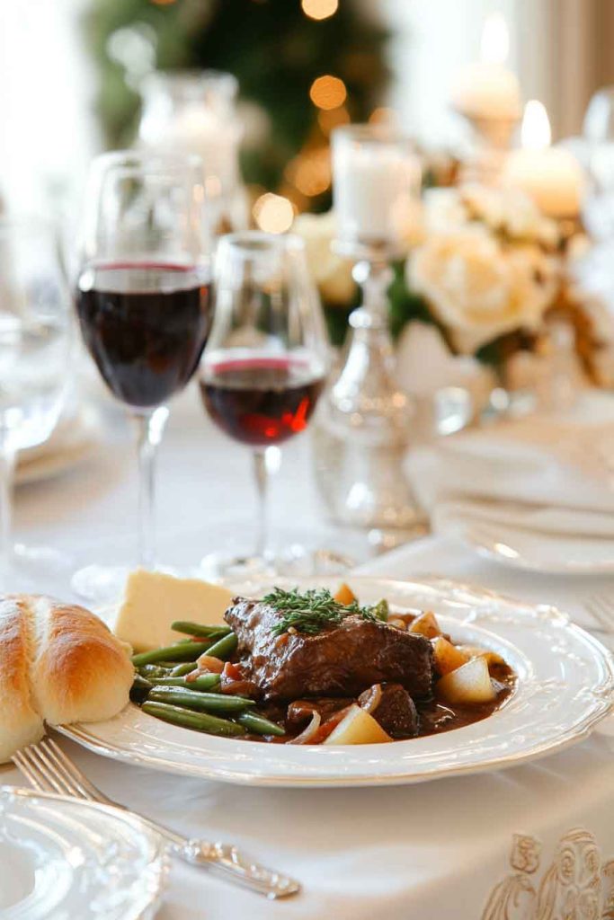 French Christmas Dinner with Beef Bourguignon