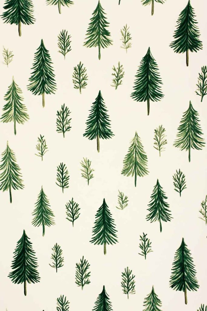 Ivory Background with Green Christmas Trees