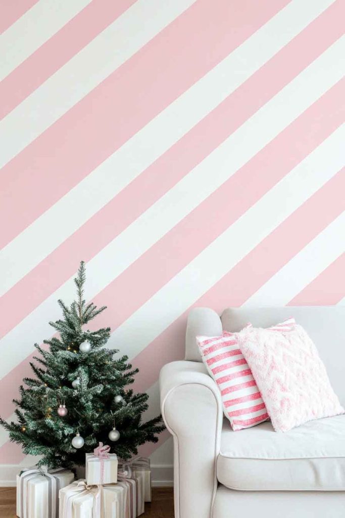 Candy Cane Stripe in Pink and White