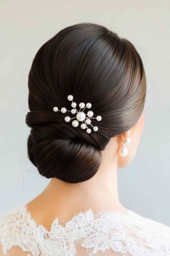 French Twist with Pearl Hairpins