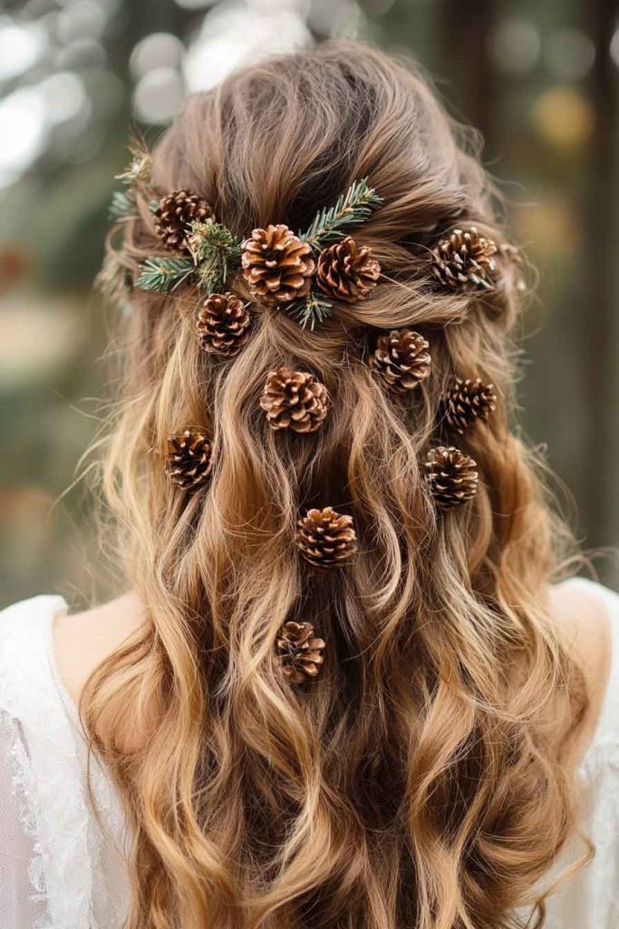 Cascading Curls with Pine Cone Accessories