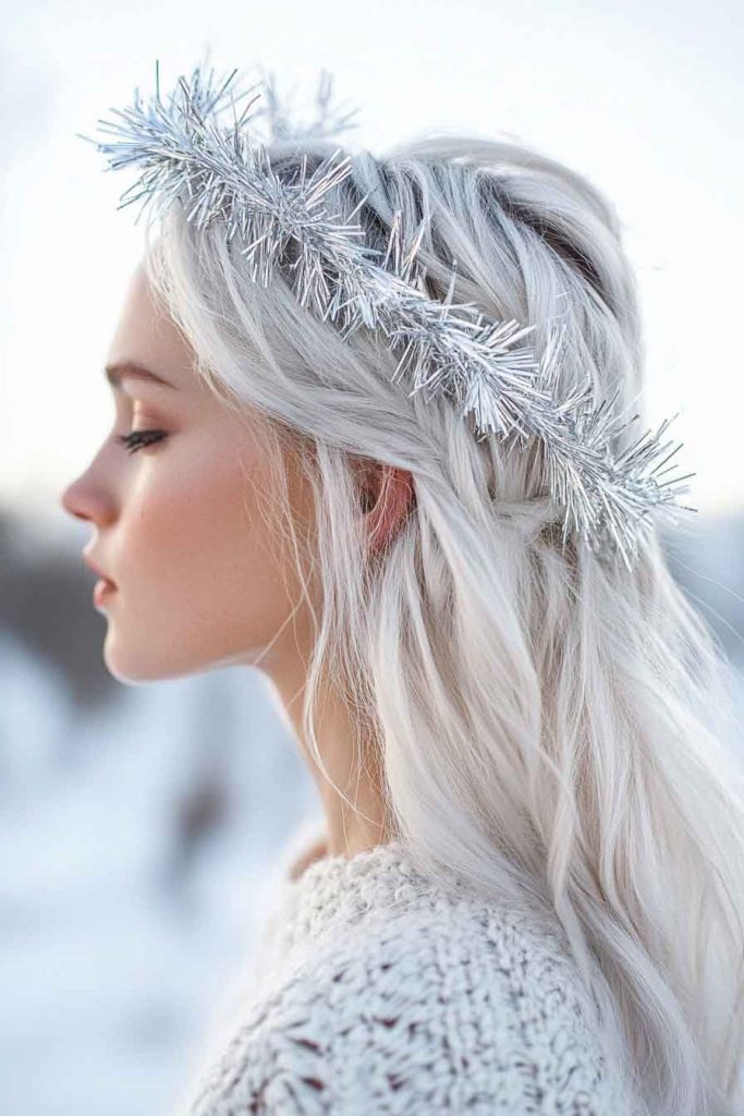 Braided Halo with Silver Tinsel